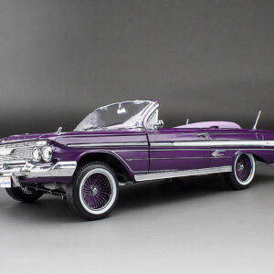 1961 Chevrolet Impala Open Convertible Lowrider - Purple (with movable suspension) in 1:18 scale